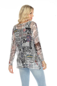New Label Newspaper print blouse Set 88815